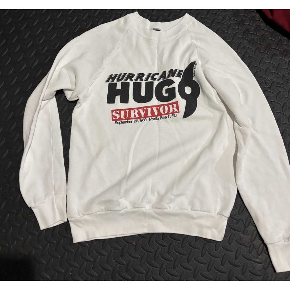 Vtg Sweatshirt Hurricane Hug Survivor 9/22/89 Myrtle Beach Screen Stars USA L